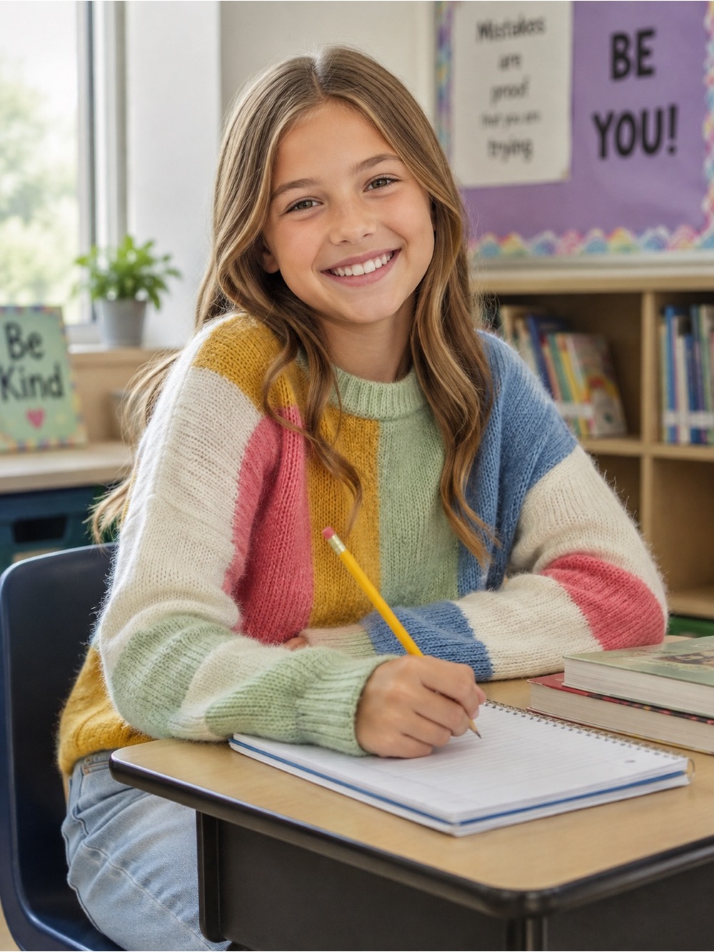 art class Cream and Rose Colorblock Cozy Sweater